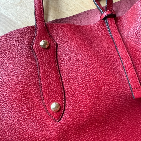 ANNABEL INGALL RED PEBBLE LEATHER ISABELLA TOTE BAG LUXURY SHOULDER STRAPS - Picture 8 of 11